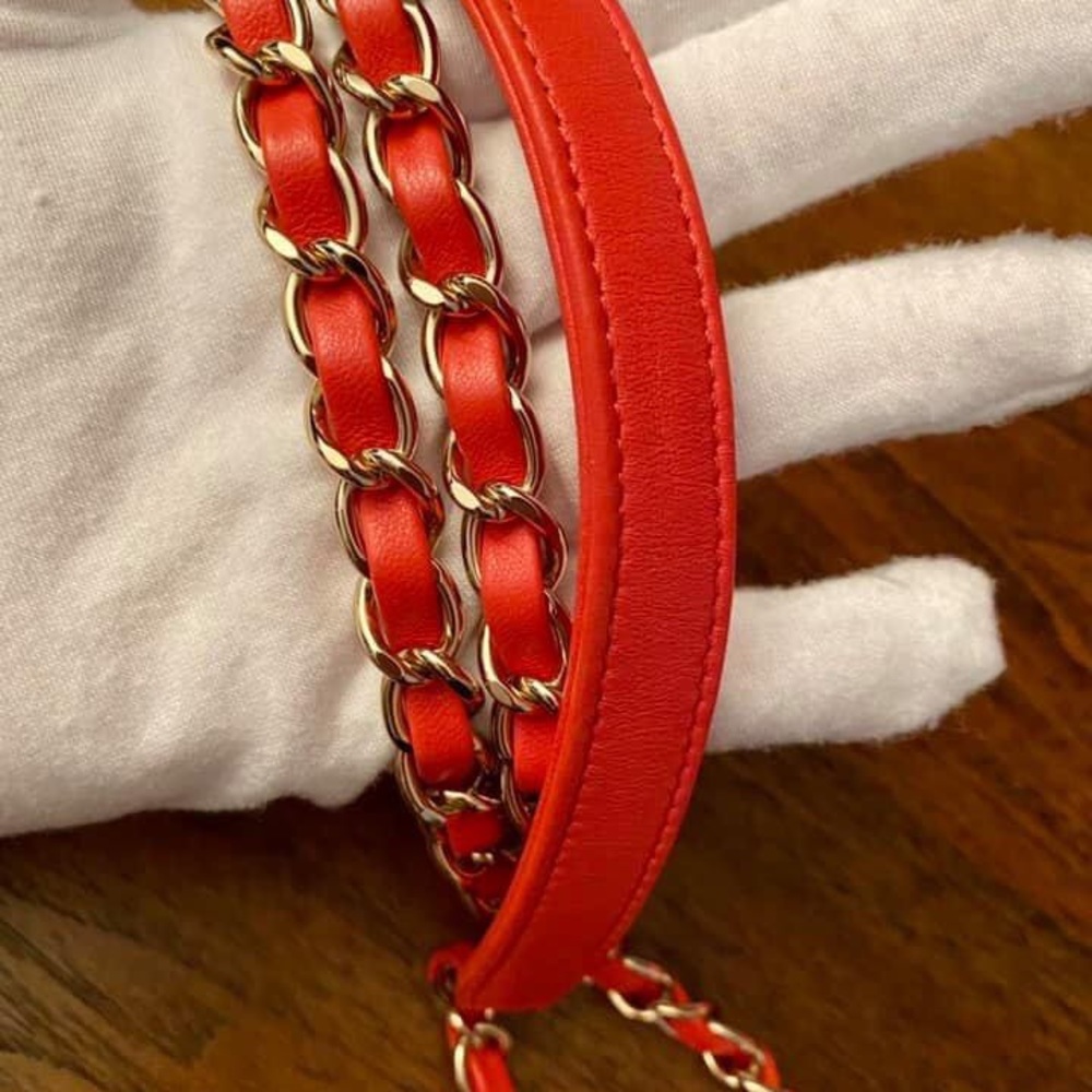 Trendy CCTop HandleFlap BagRed/Coral Lambskin LGHW - Picture 7 of 11